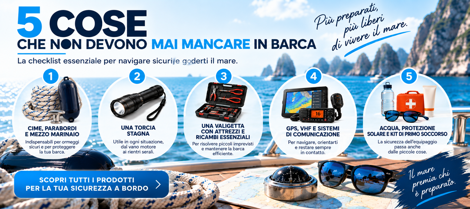 Immagine articolo 5 Cose Indispensabili da Avere Sempre in Barca | Nautica 21 Nodi
